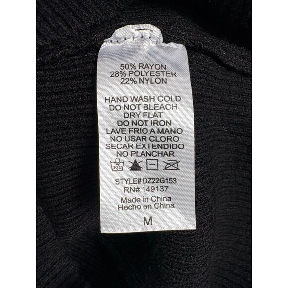 Double Zero New Knit Black Crop Sweater Cutout Size M Basics Closet Staple - Picture 7 of 9